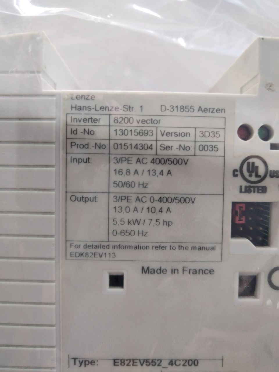 LENZE E82EV552_4C200 inverter