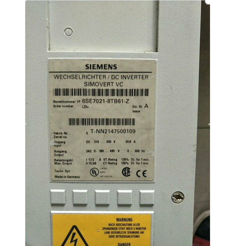 西門子6SE7021-8TB61-Z直流變頻器