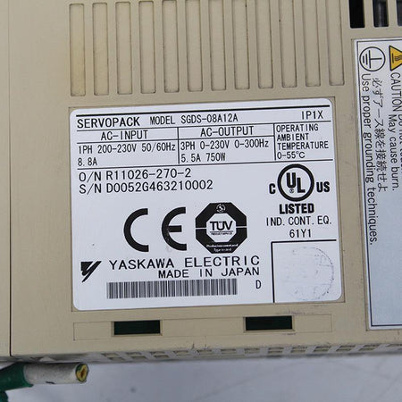 Yaskawa SGDS-08A12A 200-230V 750W 5.5A Servo Driver - Rockss Automation