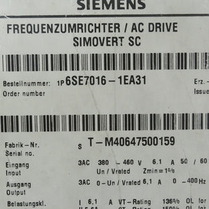 Siemens 6SE7016-1EA31 AC Drive Simovert SC - Rockss Automation