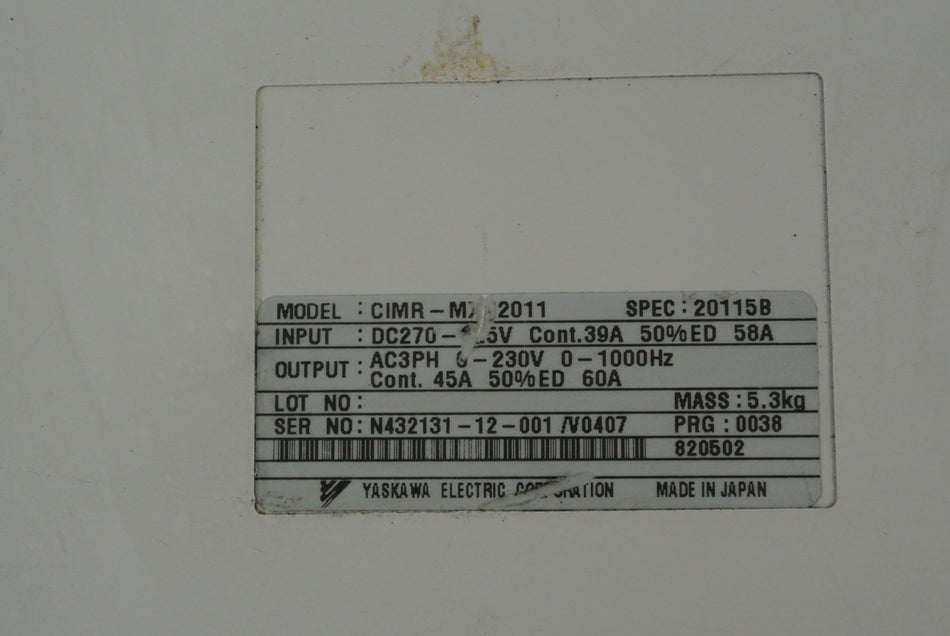 安川CIMR-MXN2011伺服驅動器輸出0-230V 0-1000Hz