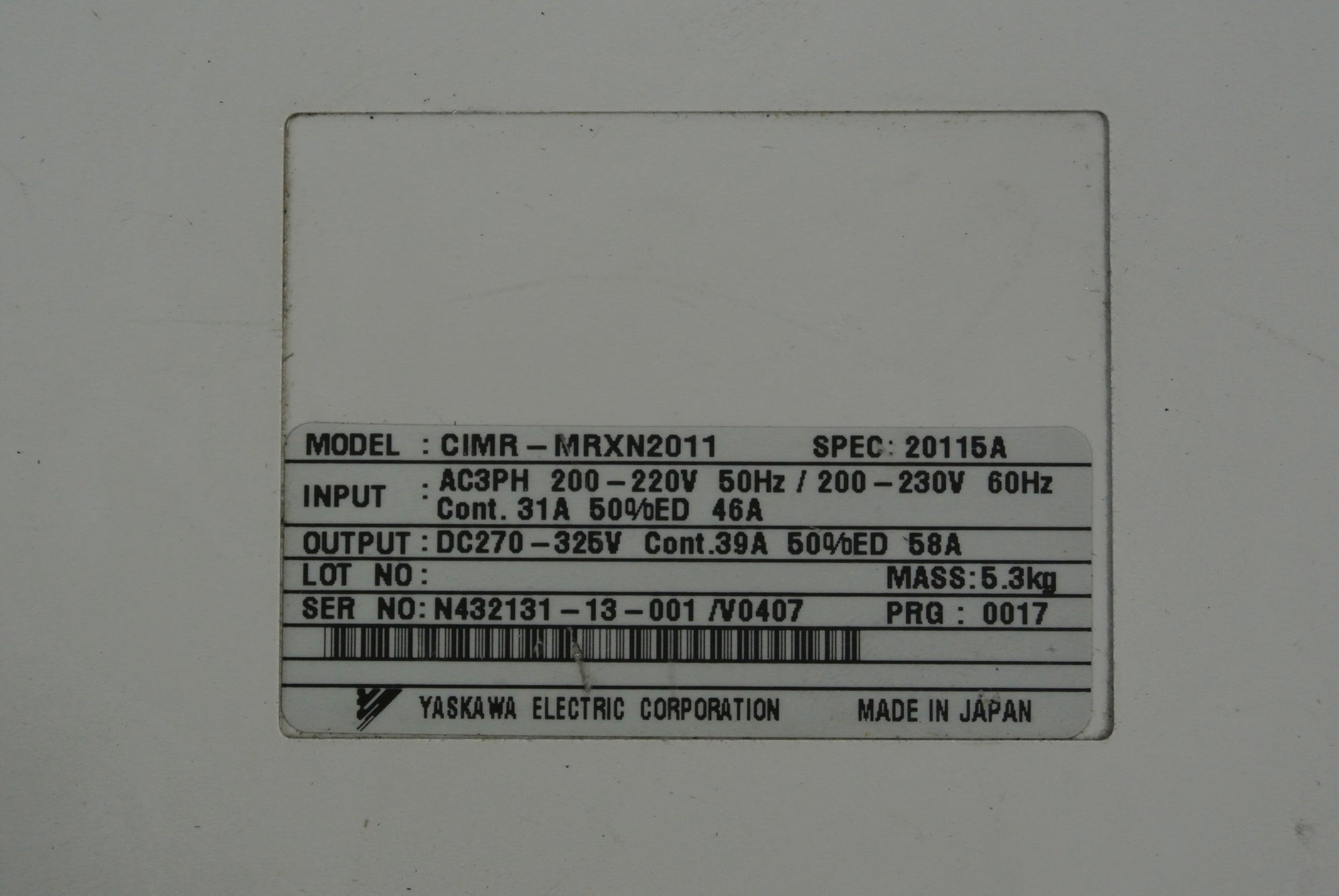 安川 CIMR-MRXN2011 伺服控制器 輸入200-220V