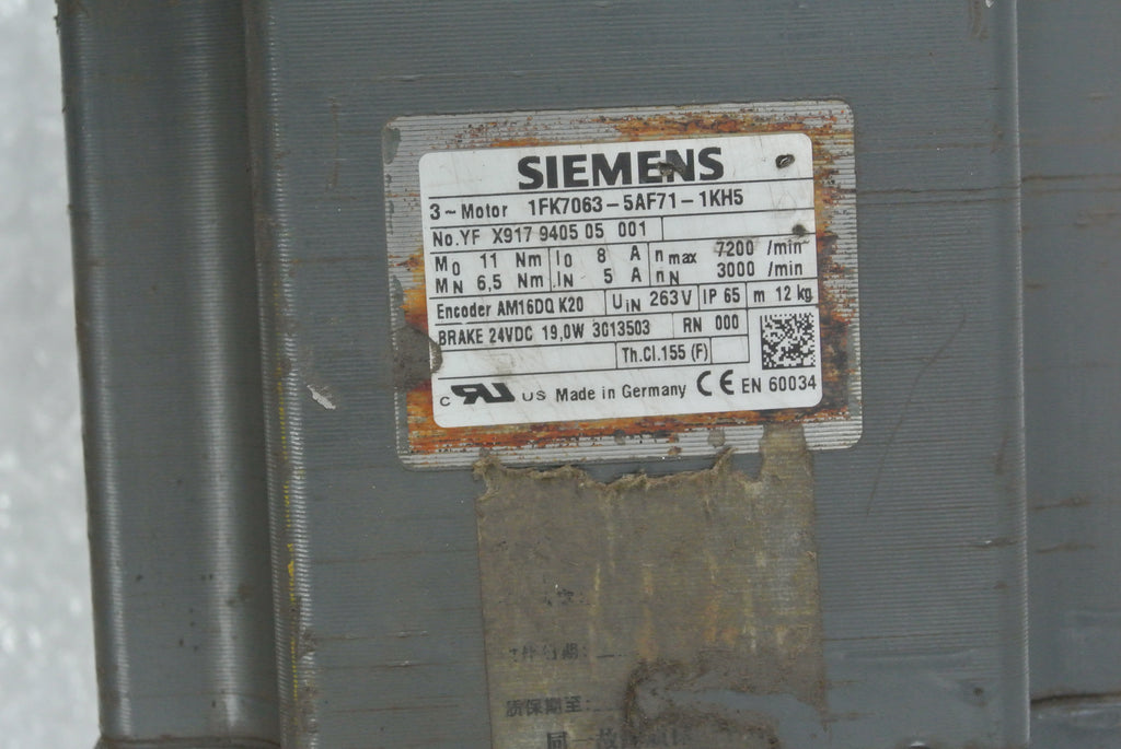 Siemens 1FK7063-5AF71-1KH5 Servo Motor - Rockss Automation