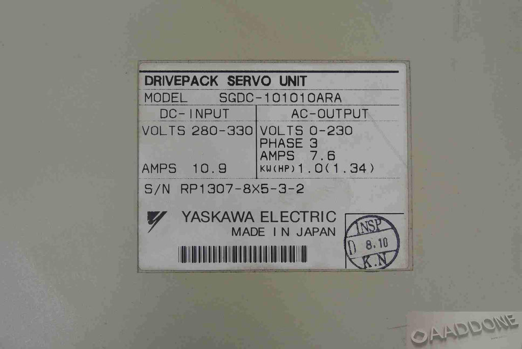 YASKAWA SGDC-101010ARA Servo Drive Input DC280-330V - Rockss Automation
