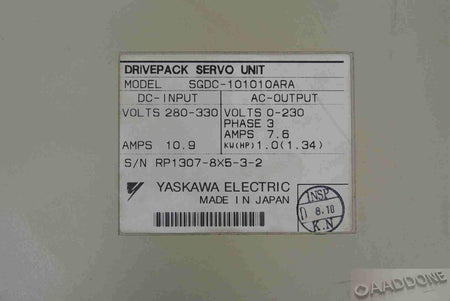 YASKAWA SGDC-101010ARA Servo Drive Input DC280-330V - Rockss Automation