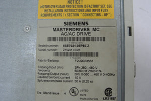 Siemens 6SE7021-0EP50-Z Master Drives AC/DC Drive - Rockss Automation