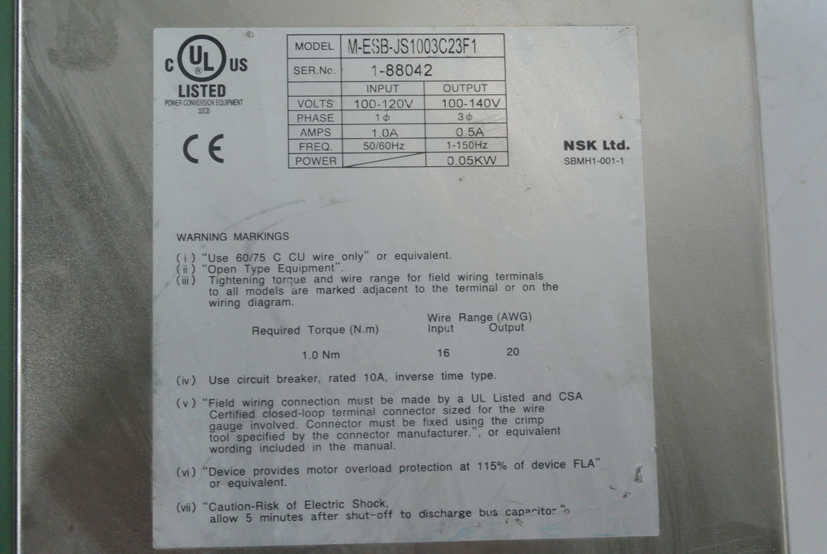 NSK ESB-JS1003C23F1-03 Servo Drive Series 1-88042 - Rockss Automation