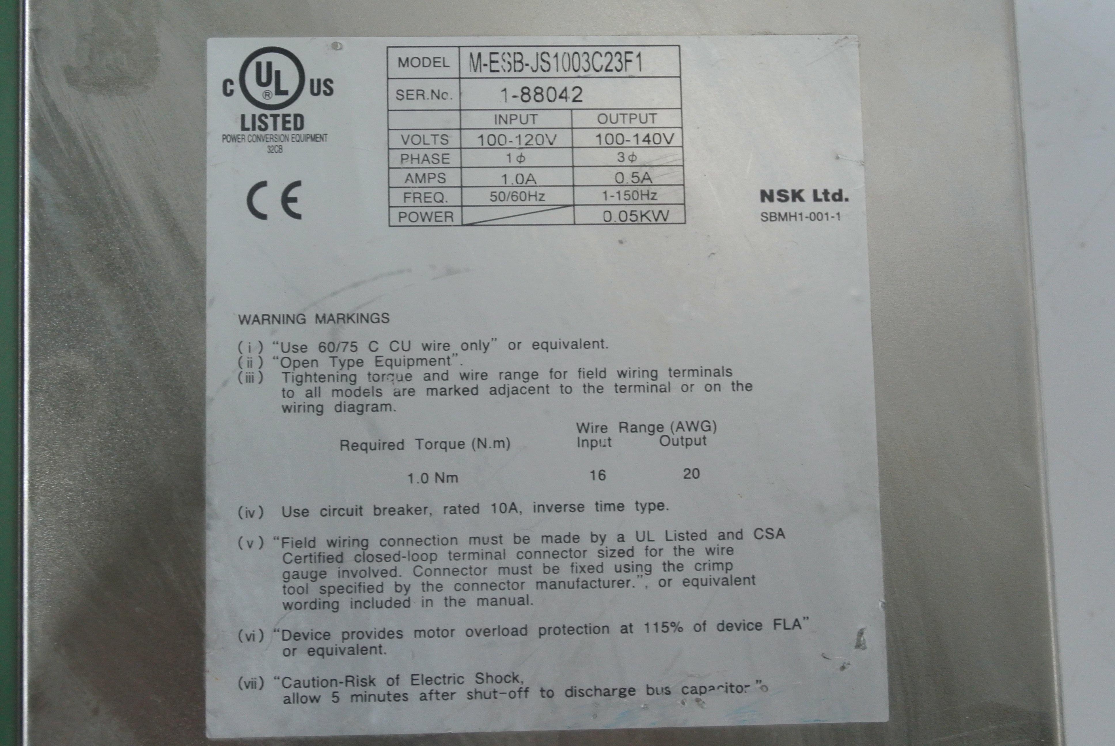 NSK ESB-JS1003C23F1-03 Servo Drive Series 1-88042 - Rockss Automation
