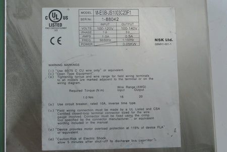 NSK ESB-JS1003C23F1-03 Servo Drive Series 1-88042 - Rockss Automation