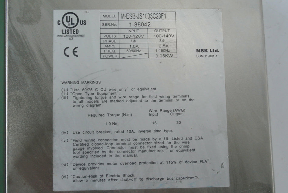 NSK ESB-JS1003C23F1-03 Servo Drive Series 1-88042 - Rockss Automation