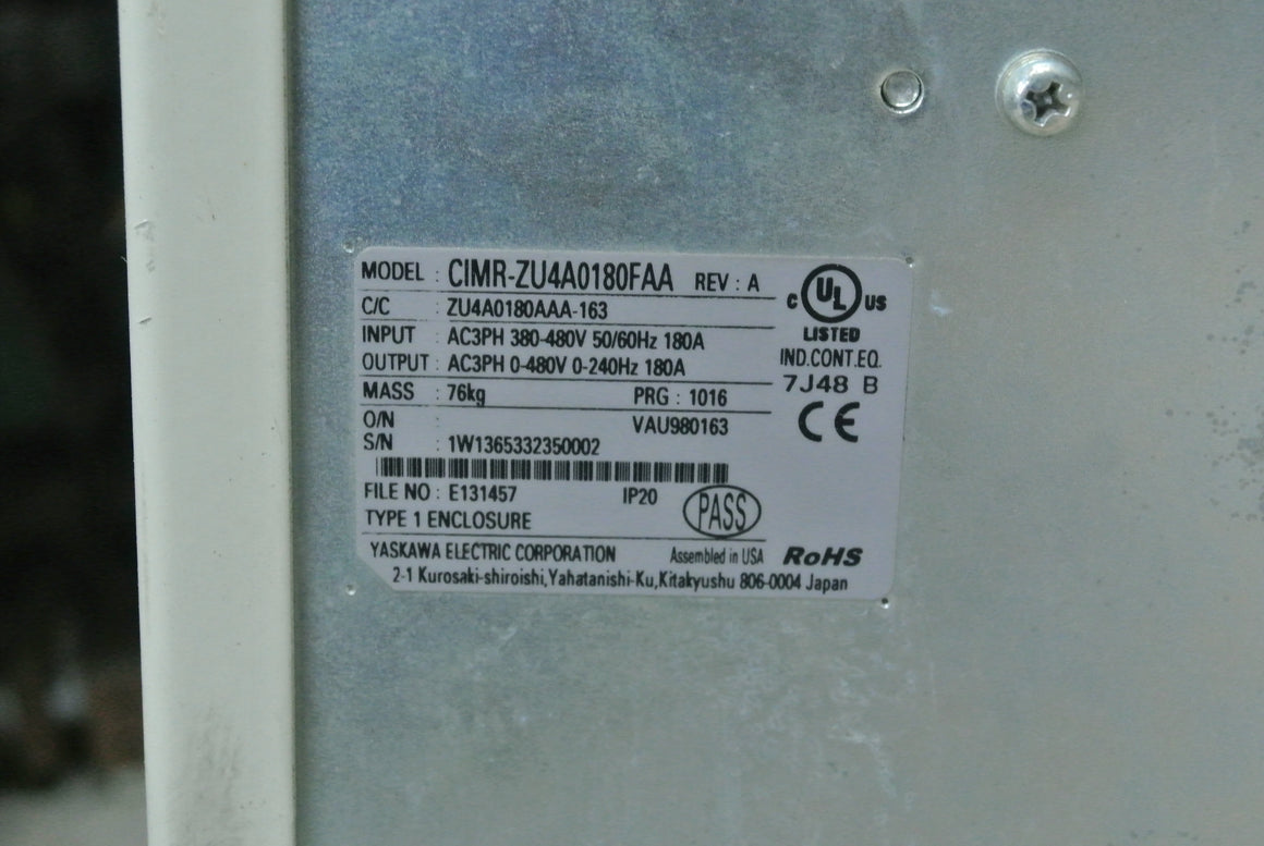 YASKAWA CIMR-ZU4A0180FAA Inverter Input 380-480V - Rockss Automation