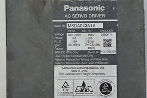 Panasonic MSDA043A1A AC Servo Drive Input 200-230V - Rockss Automation