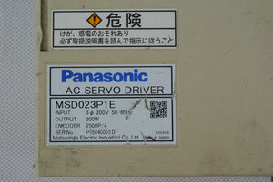 Panasonic MSD023P1E AC Servo Drive Input 200V 50/60Hz - Rockss Automation