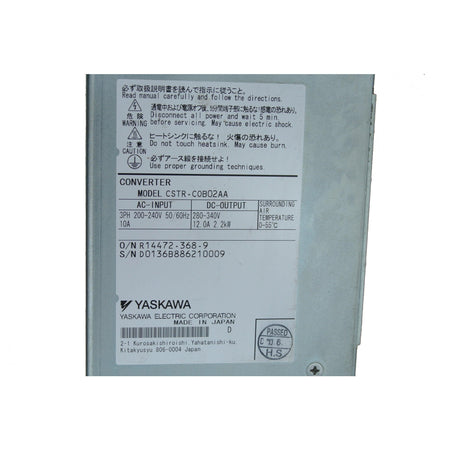 Yaskawa Servopack Converter Power Supply CSTR-COB02AA Used In Good Condition - Rockss Automation