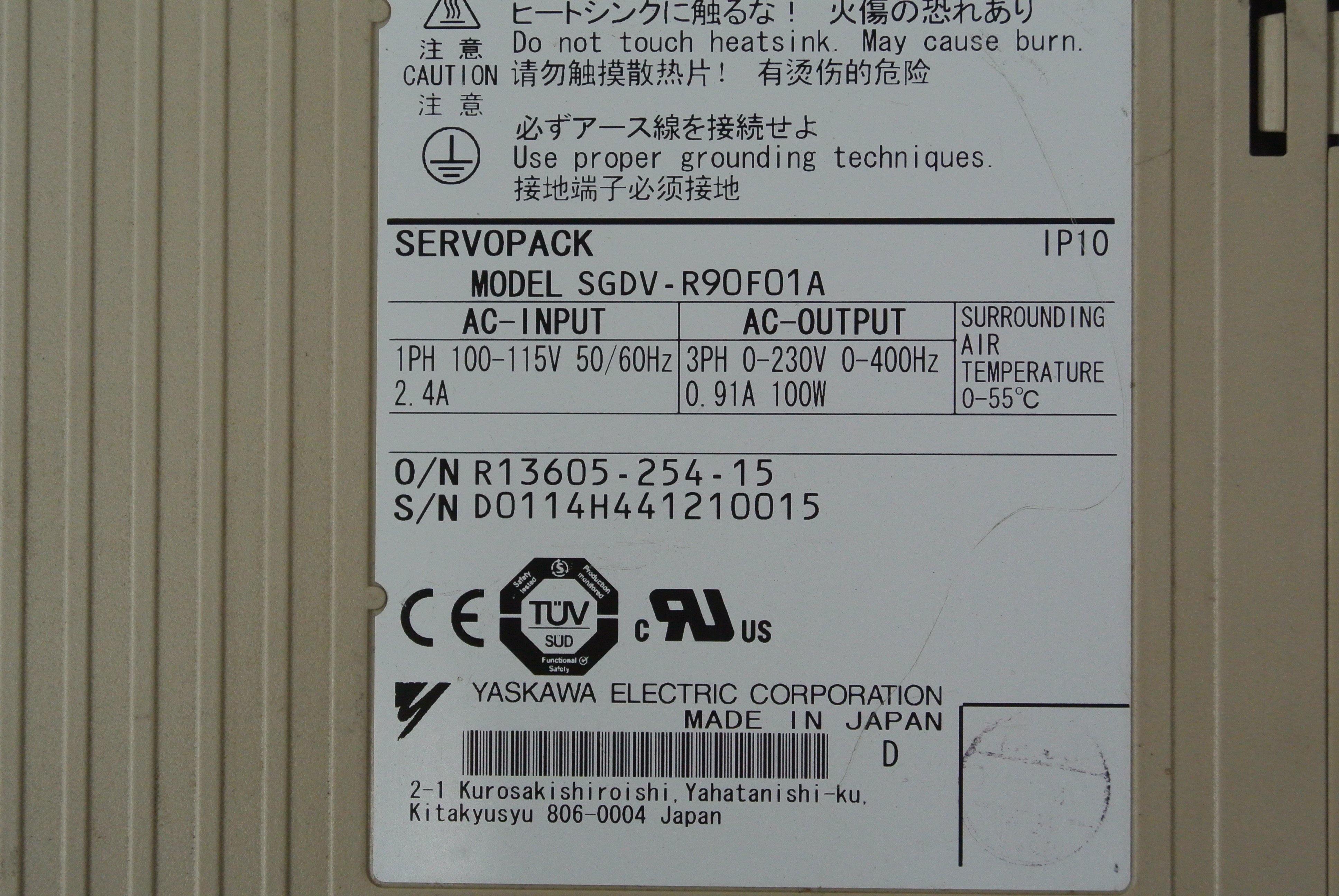 YASKAWA SGDV-R90F01A AC Servo Drive Input AC100-115V - Rockss Automation