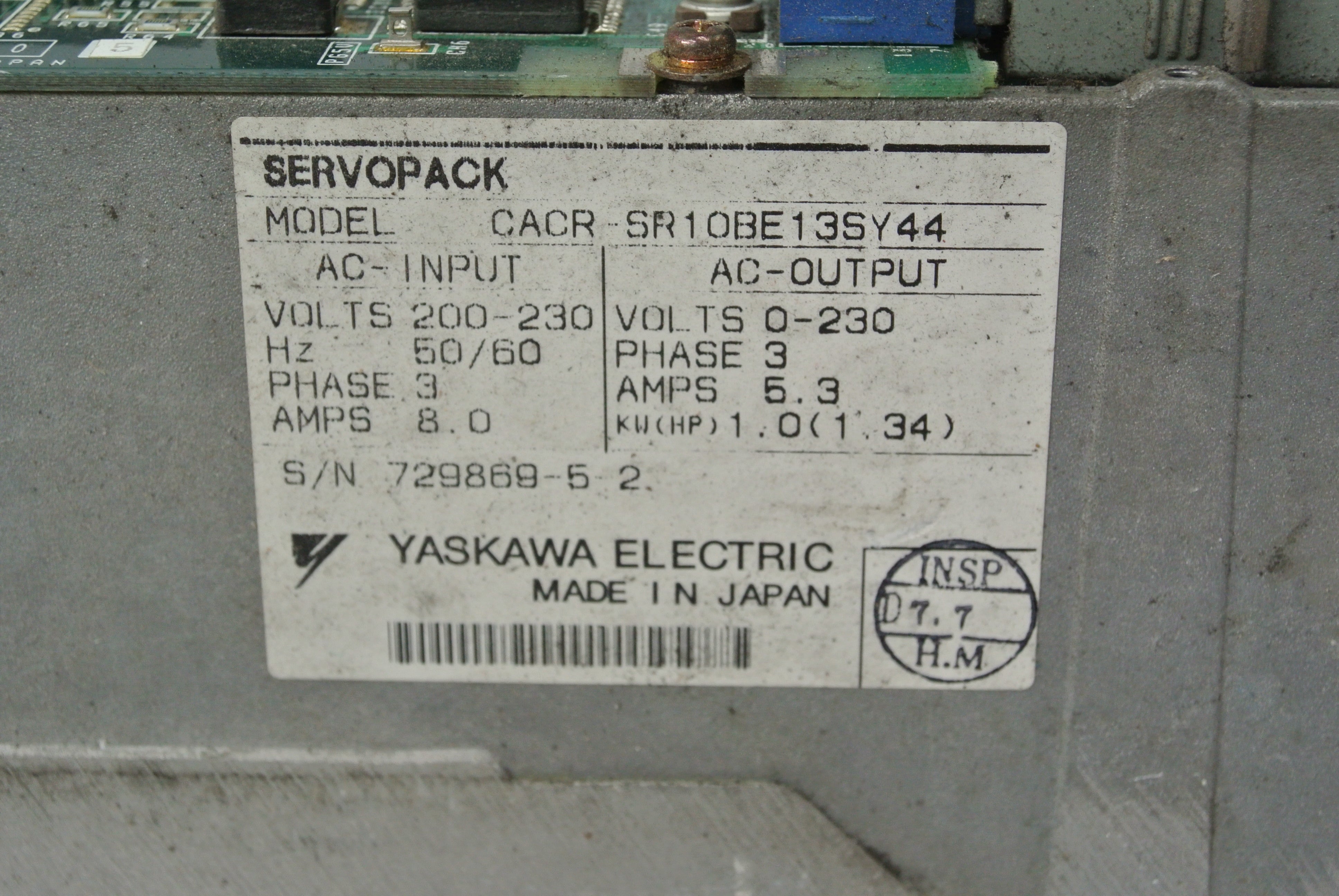 YASKAWA CACR-SR10BE13SY44 Inverter Input 200-230V - Rockss Automation