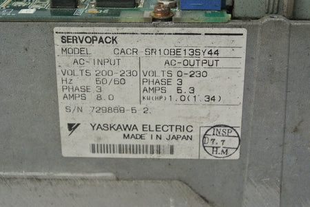 YASKAWA CACR-SR10BE13SY44 Inverter Input 200-230V - Rockss Automation