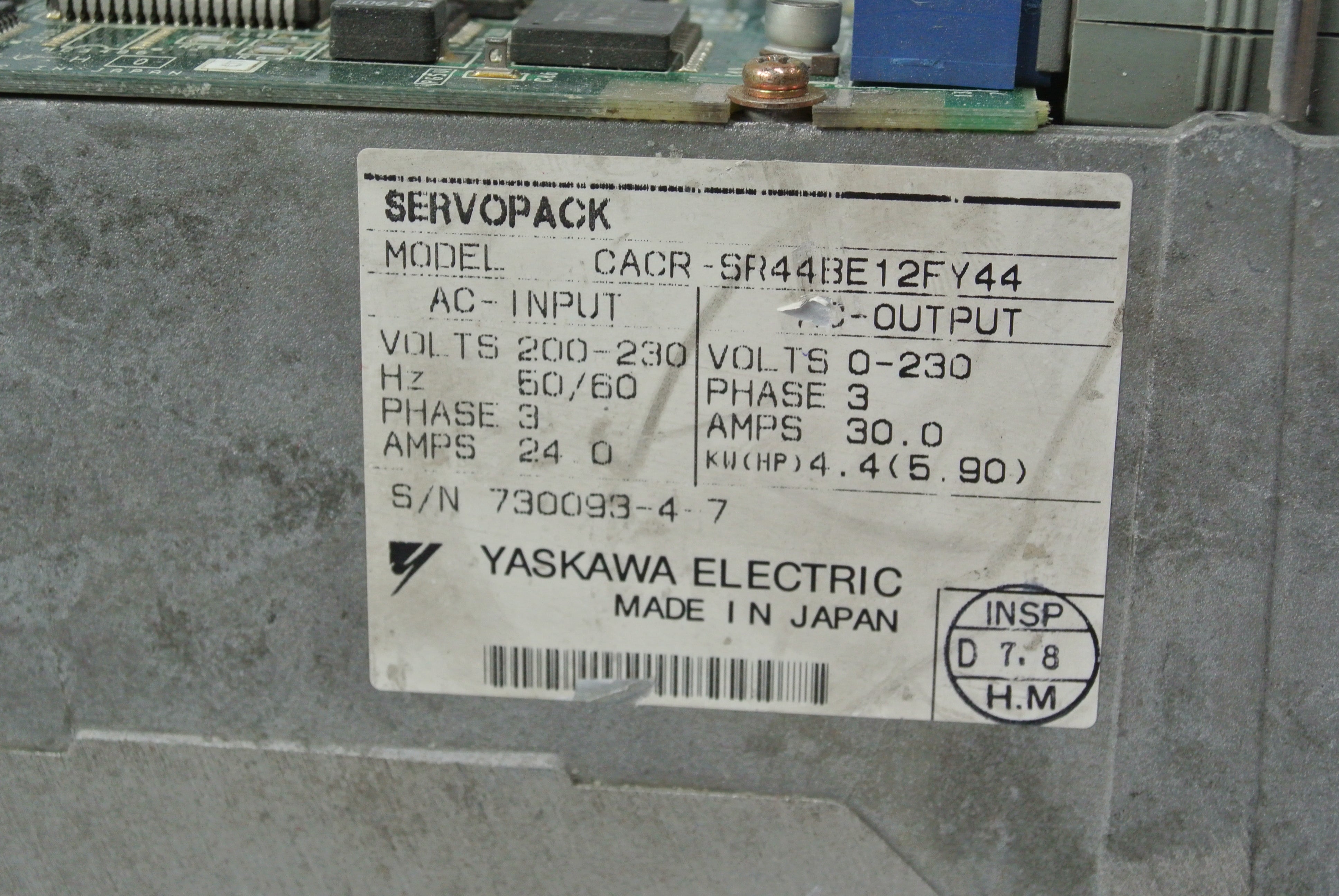YASKAWA CACR-SR44BE12FY44 Servo Drive Input 200-230VAC - Rockss Automation