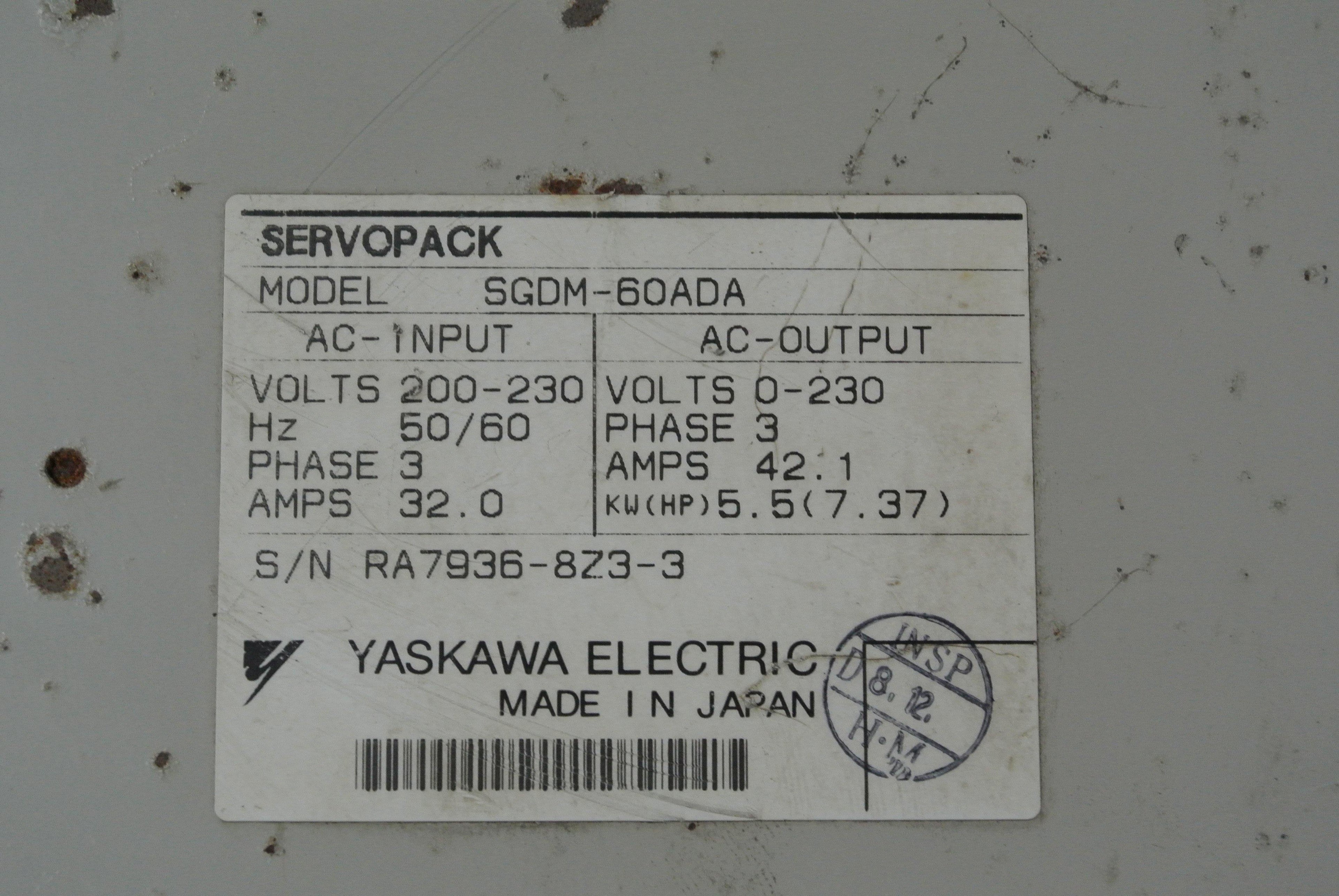 YASKAWA SGDM-60ADA Servo Drive Input AC200-230V - Rockss Automation
