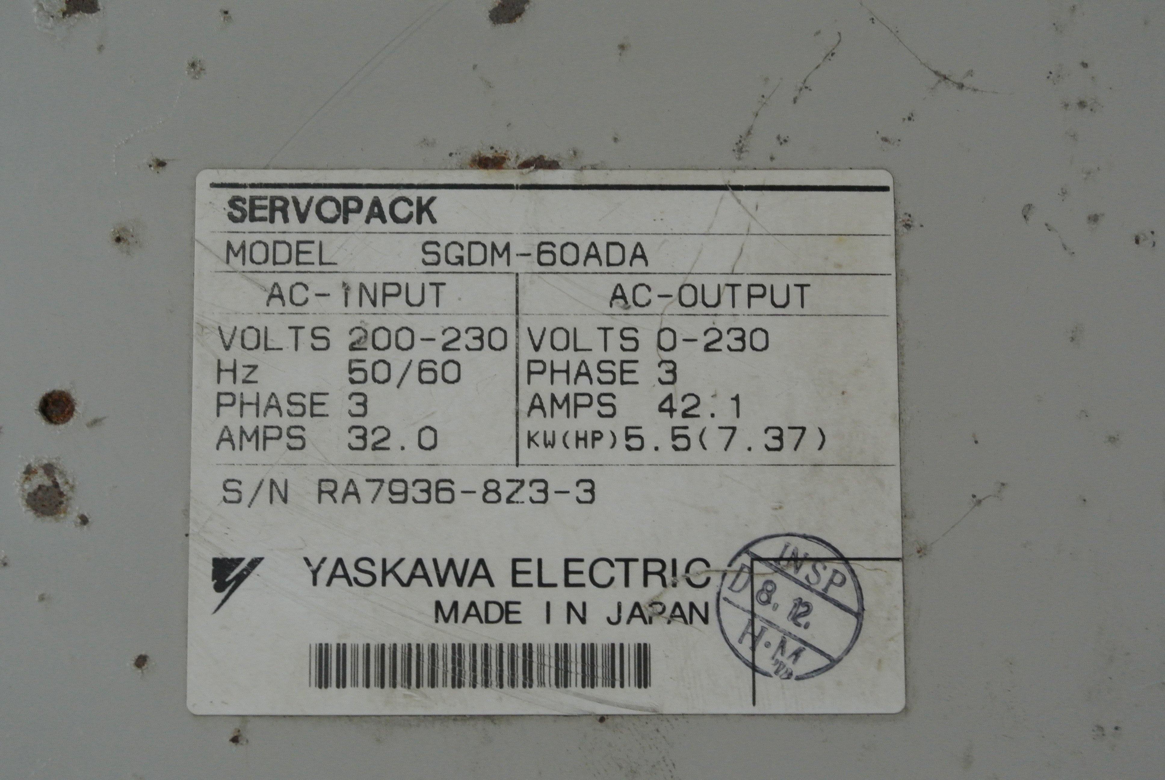 YASKAWA SGDM-60ADA Servo Drive Input AC200-230V - Rockss Automation