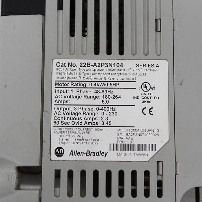 Allen Bradley 22B-A2P3N104 PowerFlex 40 AC Drive 400W - Rockss Automation