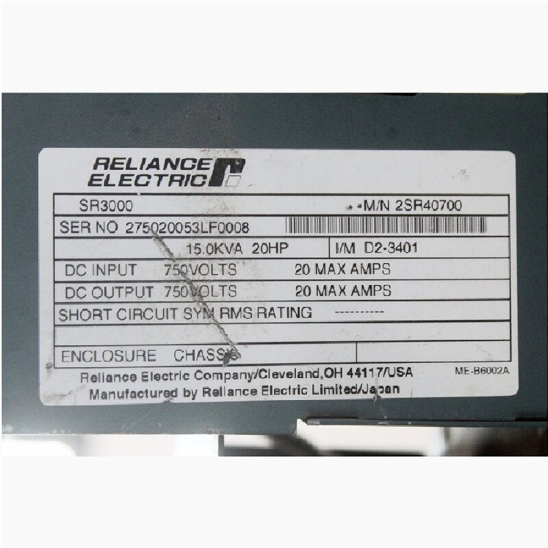 RELIANCE ELECTRIC SR3000 2SR40700控制器