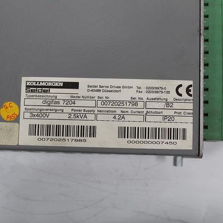 Kollmorgen Servo Driver digifas 7204 Used In Good Condition - Rockss Automation