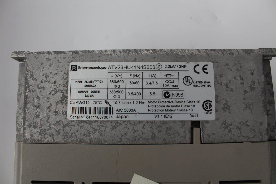 Used Schneider Telemecanique Altivar 28 Inverter 2.2kw ATV28HU41N4S303 - Rockss Automation