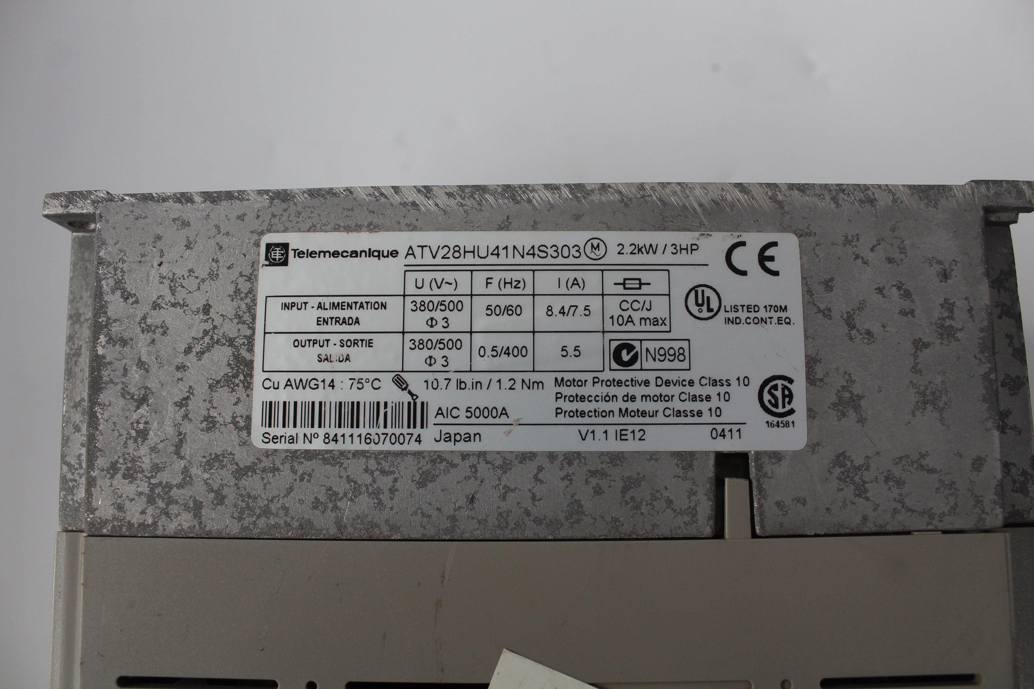 Used Schneider Telemecanique Altivar 28 Inverter 2.2kw ATV28HU41N4S303 - Rockss Automation