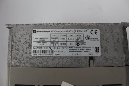 Used Schneider Telemecanique Altivar 28 Inverter 2.2kw ATV28HU41N4S303 - Rockss Automation