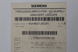 Siemens 6SA8827-2ED41 Inverter AC-Supply Simovert - Rockss Automation
