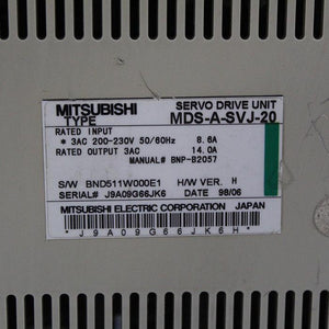 Mitsubishi MDS-A-SVJ-20 Servo Drive UNIT Input 200-230V - Rockss Automation