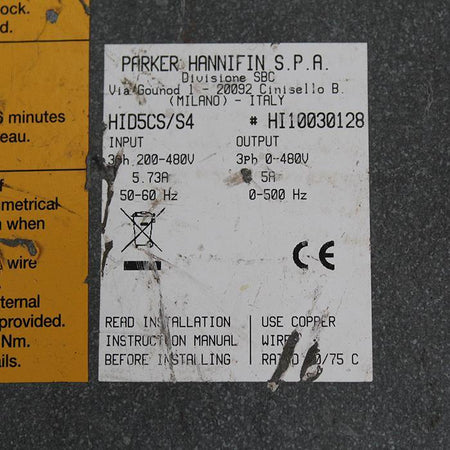 Parker HID5CS/S4 HI10030128 Servo Drive Input 200-480V - Rockss Automation