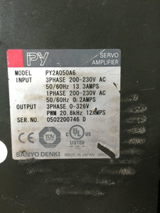 SANYO Denki PY2A050A6 AC Servo Drive Input 200-230V - Rockss Automation