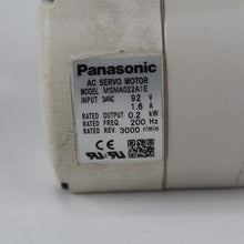 Load image into Gallery viewer, Panasonic MSMA022A1E AC Servo Motor Input 92V 200W - Rockss Automation