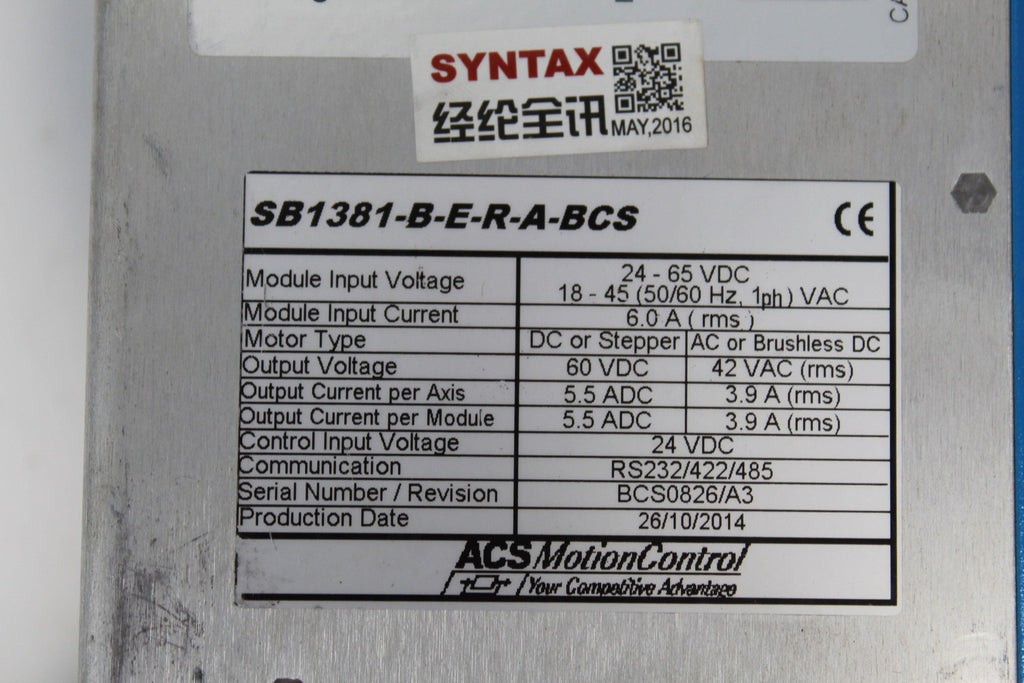 Used ACS Servo Driver SB1381-B-E-R-A-BCS - Rockss Automation