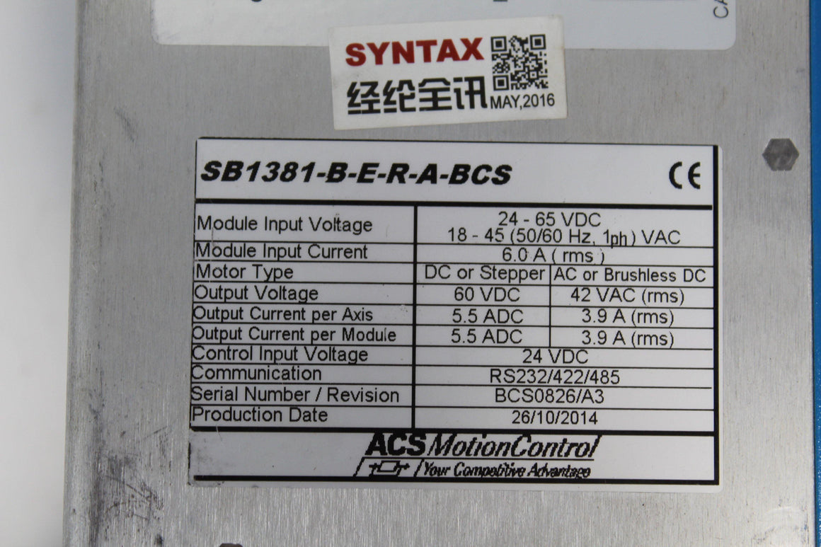 Used ACS Servo Driver SB1381-B-E-R-A-BCS - Rockss Automation