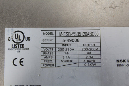 NSK ESB-YSB5120ABC00-01 Servo Drive Input 200-230V - Rockss Automation
