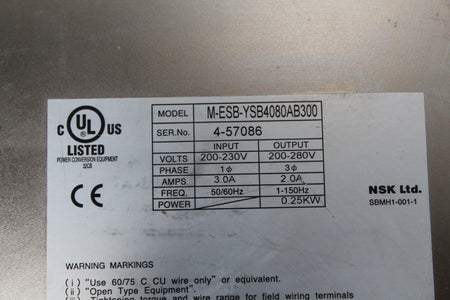 NSK ESB-YSB4080AB300-03 Servo Drive Series 4-57086-700 - Rockss Automation