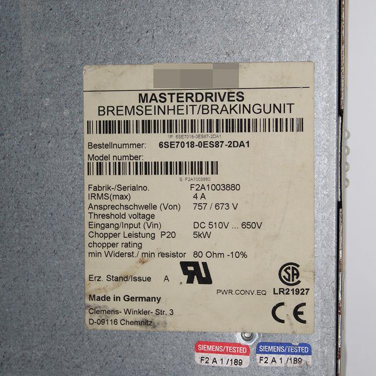 SIEMENS 6SE7018-0ES87-2DA1 Brake Unit - Rockss Automation
