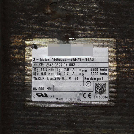 SIEMENS 1FK6063-6AF71-1TA0 Motor - Rockss Automation