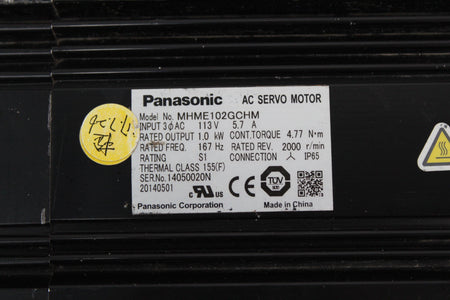 Panasonic MHME102GCHM AC Servo Motor Input 113V 1.0kW - Rockss Automation