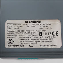 Load image into Gallery viewer, Siemens 6SE9516-0DB40 Micromaster Inverter 2.2kW 380V - Rockss Automation