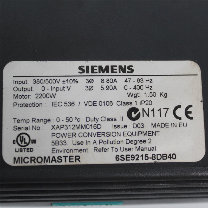 Siemens 6SE9215-8DB40 Micromaster AC Drive - Rockss Automation