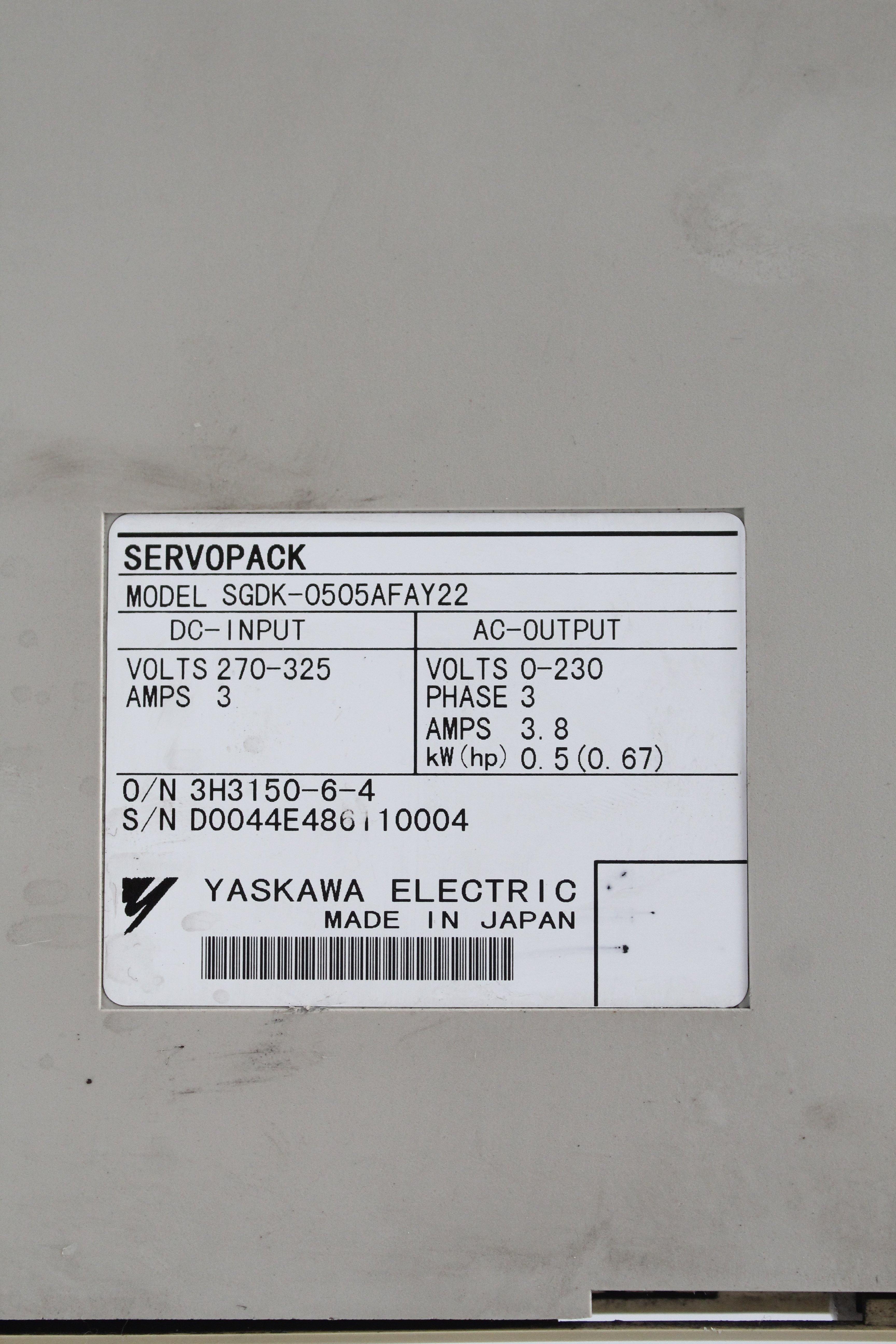YASKAWA SGDK-0505AFAY22 Servo Drive Input DC270-325V - Rockss Automation