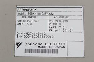 YASKAWA SGDK-1010AFAY22 Servo Drive Input DC270-325V - Rockss Automation