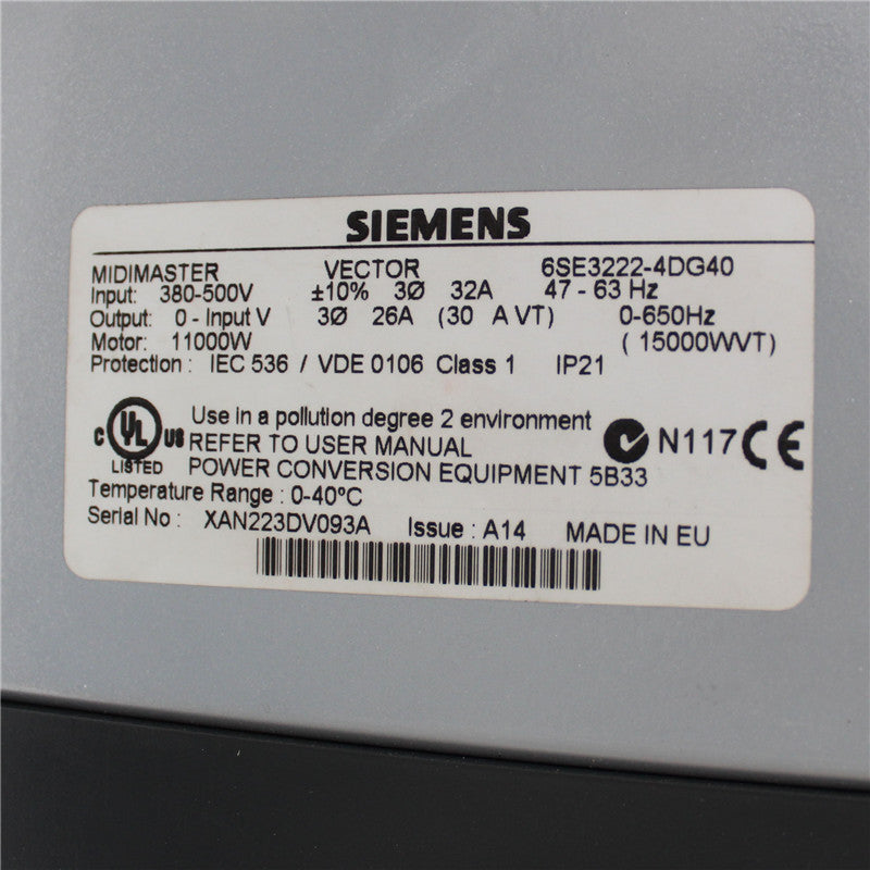 Siemens 6SE3222-4DG40 11kW Midimaster Vector - Rockss Automation