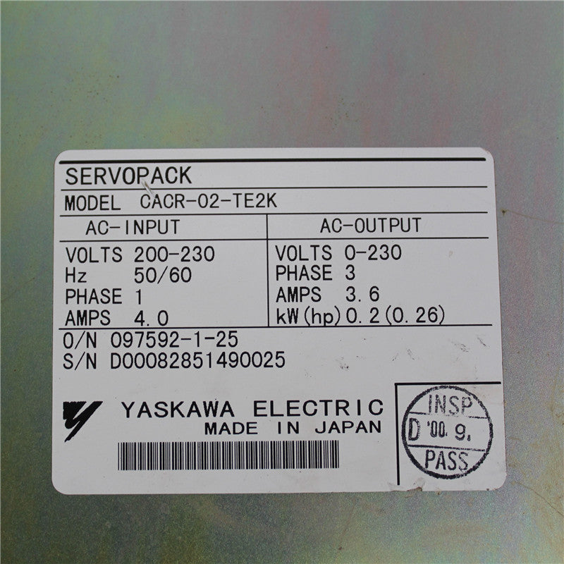 安川CACR-02-TE2K伺服驅動器輸入200-230V