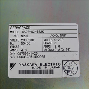 YASKAWA CACR-02-TE2K Servo Drive Input 200-230V