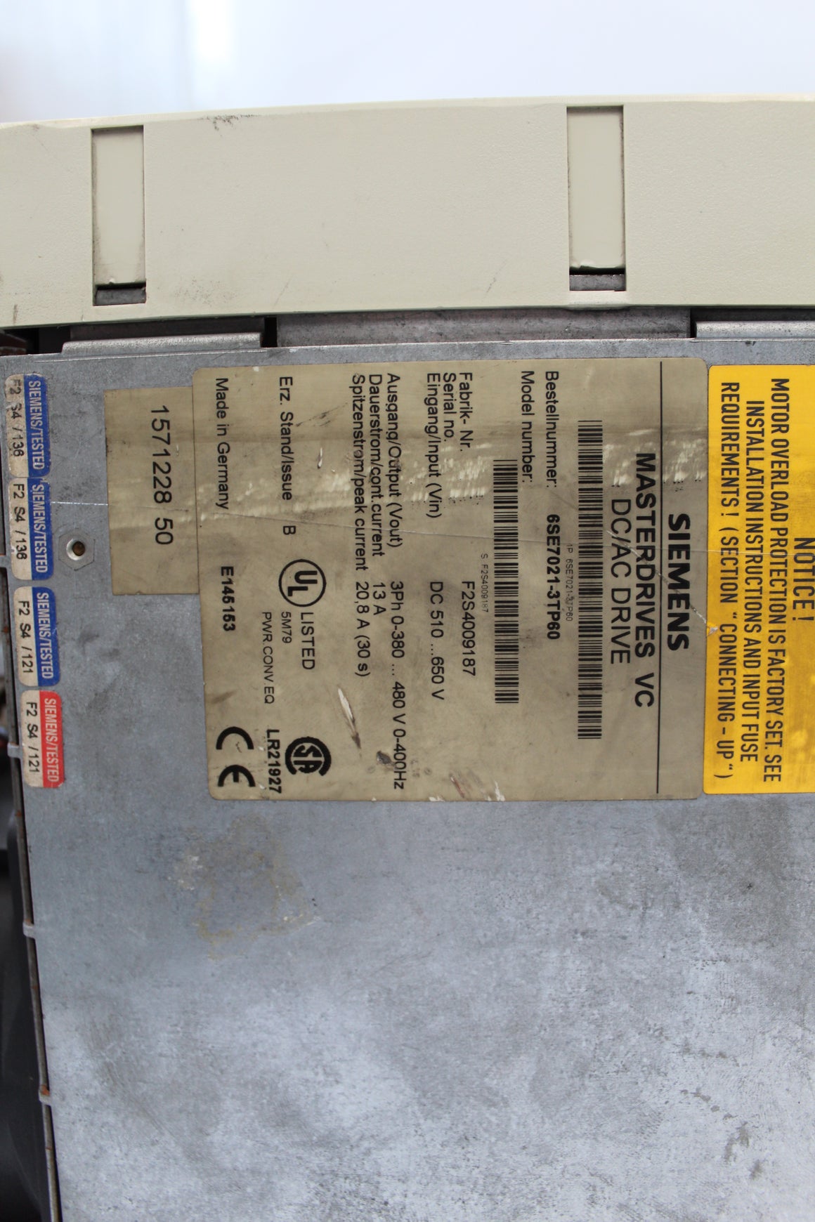 Siemens 6SE7021-3TP60 Masterdrives DC/AC Drive - Rockss Automation